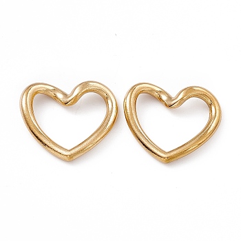 Ion Plating(IP) 304 Stainless Steel Link Rings, Twisted Heart, Real 18K Gold Plated, 17x20x2mm, Inner Diameter: 9x15mm