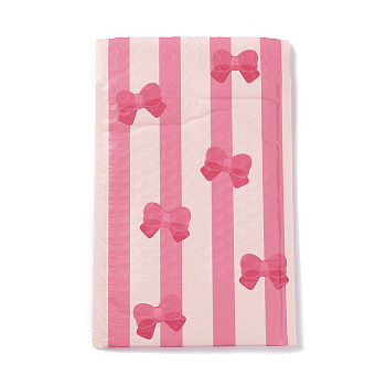 Rectangle Matte Film Package Bags, Bubble Mailer, Bowknot Print Padded Envelopes, Pink, 24x15x0.48cm
