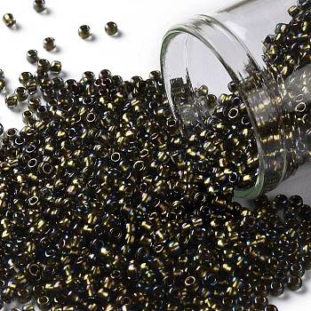 TOHO Round Seed Beads, Japanese Seed Beads, (271) Inside Color AB Black Diamond/Bronze Lined, 11/0, 2.2mm, Hole: 0.8mm, about 1110pcs/bottle, 10g/bottle