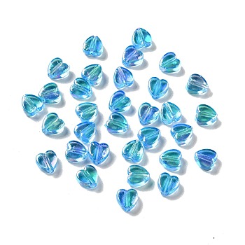 Eco-friendly Transparnt Plastic Beads, AB Colored, Heart, Deep Sky Blue, 6x6x3mm, Hole: 1.2mm, about 8300pcs/500g
