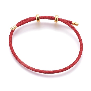 Leather Bracelet Making, with Stainless Steel Finding, Golden, Red, 11-3/8 inch(29cm)x3mm