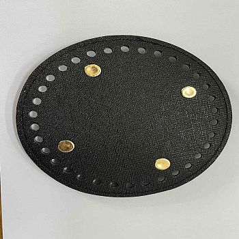 Imitation Leather Bag Bottom, Flat Round, Black, 12.2x1cm, Hole: 5mm