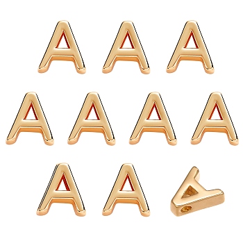 10Pcs Brass Charms, Long-Lasting Plated, Golden, Letter, Letter.A, A: 8.5x8x3mm, Hole: 0.8mm