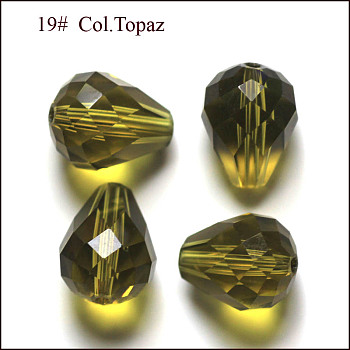 Imitation Austrian Crystal Beads, Grade AAA, Faceted, Drop, Olive, 8x10mm, Hole: 0.9~1mm