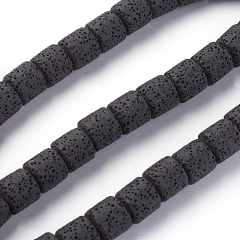 Natural Lava Rock Beads Strands, Dyed, Column, Black, 10x10~10.5mm, Hole: 2mm, about 39 pcs/Strand, 15.35 inch(39 cm)