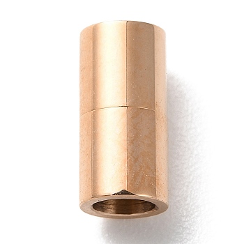 Ion Plating(IP)  303 Stainless Steel Magnetic Clasps with Glue-in Ends, Column, Rose Gold, 10x5x5mm, Hole: 3mm