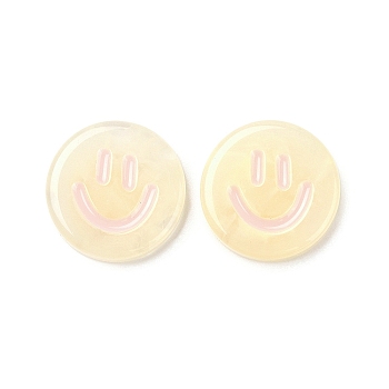 Resin Decoden Cabochons, Smiling Face, Beige, 22.5x5mm