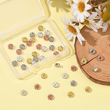 40Pcs 4 Colors Brass with Crystal Rhinestone Spacer Beads(KK-YW0001-39)-5