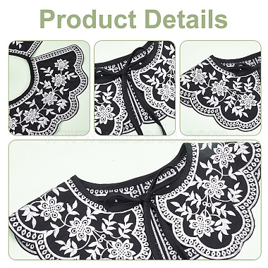 Detachable Fibre Lady's Flower Pattern Embroidered False Collars(AJEW-WH0347-09)-4