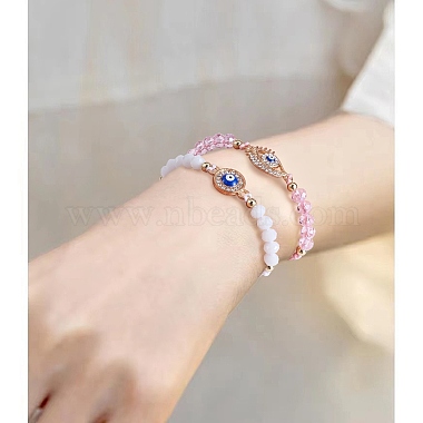 5Stk. 5-Stil-Strass-Gliederarmbänder mit bösem Blick(BJEW-SW00104)-5