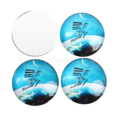 Starry Sky Printed Glass Half Round/Dome Cabochons(GGLA-N004-25mm-D)-3