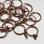 Iron Split Key Rings, Keychain Clasp Findings Red Copper, 25x3mm(X-IFIN-H046-R)