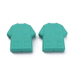 Food Grade Eco-Friendly Silicone Beads, Male Nurse Clothes, Turquoise, 26x26.5x8mm, Hole: 2.5mm(FIND-WH0125-18L)