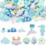 60Pcs 10 Styles Beach Theme Opaque Resin Cabochons, Mixed Shapes, Mixed Color, 12~32.5x14~27.5x4.5~7.5mm, 6pcs/style(RE-FS01E3-01)
