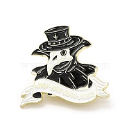 Plague Doctor Enamel Pin, Light Gold Alloy Brooch for Clothes Backpack, Black, 29x30x1.5mm(JEWB-I022-11C-LG)