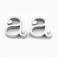 304 Stainless Steel Pendants, Stainless Steel Color, Letter, Letter.A, 12x12x3mm, Hole: 1.8mm(STAS-T041-10-A)