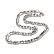 Iron Cuban Link Chain Necklaces for Women Men, Platinum, 17.72 inch(45cm), Link: 9.5x7.5x4mm(NJEW-A028-01G-P)