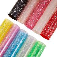 10Sheets 10 Colors A4 PVC Vinyl Sparkle Fabric Sheets, Star, for DIY Handmade Pencil Case Shiny Bags Bows Craft Material, Mixed Color, 30x20x0.04cm, 1sheet/color(PVC-SZ0001-01)