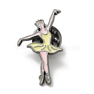 Dancing Girl Enamel Pins, Gunmetal Alloy Badge for Women, Light Khaki, 29.5x17x1.3mm(JEWB-K018-02A-B)