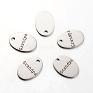 Spray Painted Stainless Steel Pendants, Oval with Words Grandpa, Stainless Steel Color, 17x12x1mm, Hole: 2mm(STAS-I048-F10)