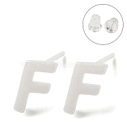 Hypoallergenic Bioceramics Zirconia Ceramic Stud Earrings, No Fading and Nickel Free, Alphabet, Letter F, 7x4mm(EJEW-F340-04F)