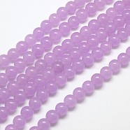Natural Malaysia Jade Bead Strands, Round Dyed Beads, Lilac, 6mm, Hole: 1mm, about 65pcs/strand, 15 inch(X-G-M100-6mm-01)