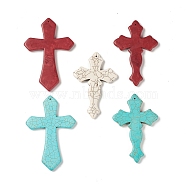 Synthetic Howlite Pendants, Mixed Dyed and Undyed, Mixed Cross Charms, Mixed Color, 77~85x50~56x6.5~7mm, Hole: 1mm, about 25pcs/500g(G-A211-09)