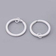 Spray Painted Iron Split Key Rings, Keychain Clasp Findings, Lead Free & Nickel Free, White, 30x2mm, Inner Diameter: 24mm(IFIN-L038-19-FF)