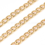 3.28 Feet 304 Stainless Steel Cuban Link Chains, Chunky Curb Chains, Unwelded, Golden, 7x4.5x2mm(X-CHS-G011-12G)