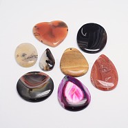 Mixed Shape Natural Gemstone Pendants, 35~54x20~45x6~8mm, Hole: 2mm(G-L418-41)