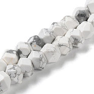 Natural Howlite Star Cut Round Beads Strands, Faceted, 7~8.5x7~8.5x7~8.5mm, Hole: 1.2mm, about 25~26pcs/strand, 8.39''~8.62''(21.3~21.9cm)(G-M418-C16-01)