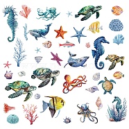 16 Sheets 8 Styles PVC Waterproof Wall Stickers, Self-Adhesive Decals, for Window or Stairway Home Decoration, Sea Animal, 200x145mm, 2 sheet/style(DIY-WH0345-156)