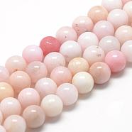 Natural Pink Opal Beads Strands, Grade A, Round, 8~9mm, Hole: 1mm, about 45~48pcs/strand, 15.7 inch(G-R446-8mm-10)
