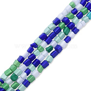 Opaque Spray Painted Glass Bead Strands, Triangle, Mixed Color, 2~5x3~4x3.5~4mm, Hole: 1.2mm, about 110~111pcs/strand, 15.55 inch~16.14 inch(39.5~41cm)(GLAA-N047-05C)