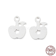 925 Sterling Silver Charms, Apple, Silver, 8x6.5x0.6mm, Hole: 1mm(STER-F053-04S)