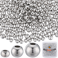 450Pcs 3 Style 304 Stainless Steel Round Beads, Stainless Steel Color, 3~5x2~4.5mm, Hole: 1.2~1.5mm, 150pcs/style(STAS-BBC0003-44)