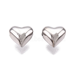 Rhodium Plated 925 Sterling Silver Beads, Anti-Tarnish, Heart, Platinum, 5.5x6x4mm, Hole: 1mm(STER-T007-95P)