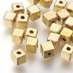 Tibetan Style Alloy Beads, Cadmium Free & Nickel Free & Lead Free, Cube, Antique Golden Color, about 4mm long, 4mm wide, 4mm thick, hole: 1mm(X-GLF10549Y-NF)
