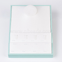 PU Leather Jewelry Displays, with Board, Rectangle, White, 21x5.1x27.5cm(ODIS-G014-05)