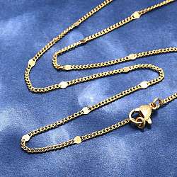 Brass Chain Necklaces, with Lobster Claw Clasps, Real 18K Gold Plated, 17.5 inch(44.5cm)(X-MAK-L009-11G)