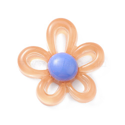 Translucent Resin Cabochons, Hollow Flower, PeachPuff, 28.5x28x6.8mm(RESI-K021-01B)