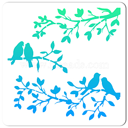 PET Plastic Drawing Painting Stencils Templates, Square, Creamy White, Bird Pattern, 30x30cm(DIY-WH0244-192)