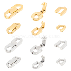 4Pcs 4 Styles 304 Stainless Steel Fold Over Clasps, Oval, Golden & Stainless Steel Color, 19~28x9~11x3~3.5mm, Hole: 2~5x3.5~6mm, 1pc/style(STAS-UN0055-30)