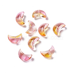 Electroplate Transparent Glass Bead, with Gold Foil, Crescent Moon, Gold, 9x14x6mm, Hole: 1.2mm(EGLA-H102-07F)