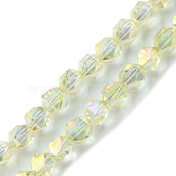 Electroplate Glass Beads Strands, Faceted, Light Goldenrod Yellow, 5.5x5x6mm, Hole: 1mm, about 101pcs/strand, 22.05''(56cm)(EGLA-K061-07A-FR03)