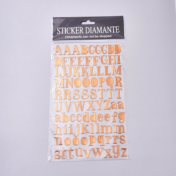 Waterproof Plastic Decorations Stickers, DIY Handmade Scrapbook Photo Albums, Alphabet Letter A~Z & Lowercase Letter a~z, Dark Orange, 25.5x15.3x0.04cm