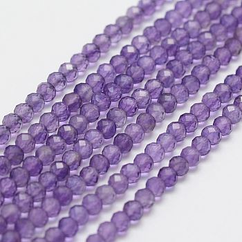 Natural Amethyst Bead Strands, Faceted, Round, 3mm, Hole: 0.5mm, about 120~124pcs/strand, 12.8 inch(325mm)