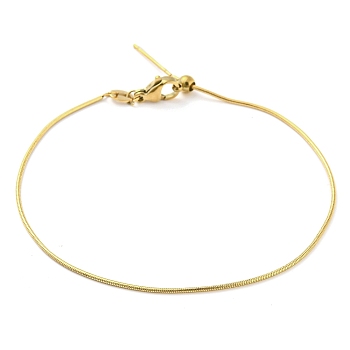 304 Stainless Steel Add a Bead Adjustable Snake Chains Bracelets for Women, Golden, 21.4x0.1cm.