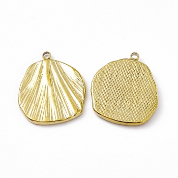 Vacuum Plating 201 Stainless Steel Pendant, Shell Shape Charm, Real 18K Gold Plated, 20.5x17.5x1.6mm, Hole: 1.5mm