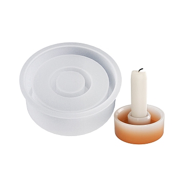 DIY Silicone Candle Holder Molds, Resin Cement Plaster Casting Molds, Flat Round, 80x27mm, Inner Diameter: 19.5mm